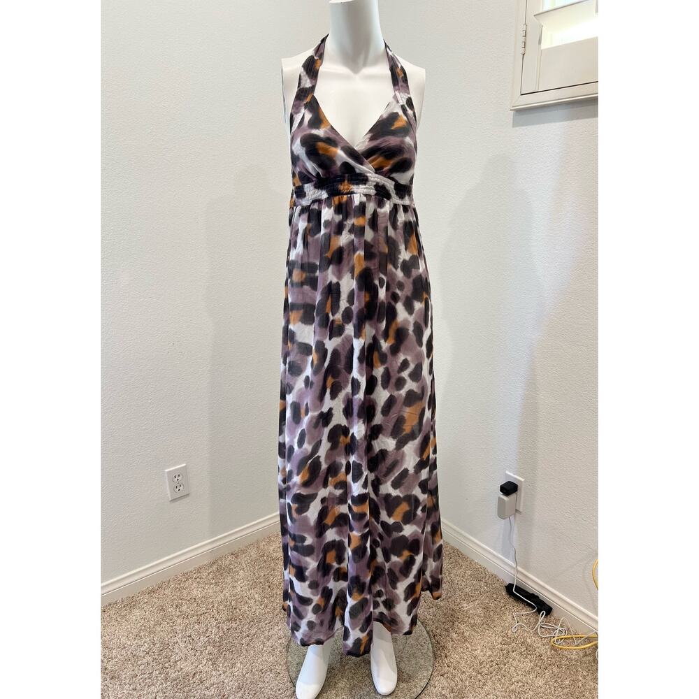 Rosa Faia Mago Purple Black Long Beach Coverup Cover Up Maxi Dress Halter M/L